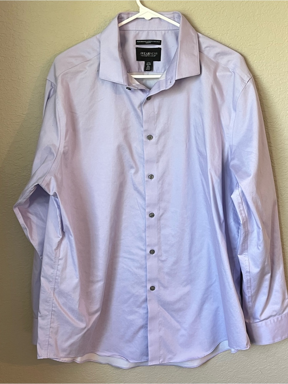 Kenneth Cole Awareness Men’s XL 17.5 34/35 Lavender Performance Stretch shirt